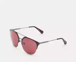 Calvin Klein Jeans Unisex CKJ172SAF Half Frame Sunglasses - Black/Berry - Picture 1 of 4