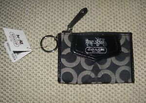 NEW COACH logo mini slim skinny I.D. key fob coin purse Card Case holder