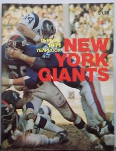 Revista del programa de anuario de colección de fútbol americano americano oficial de la NFL 1971 de los New York Giants - Imagen 1 de 5