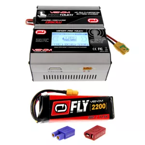 Venom 30C 3S 2200mAh 11.1V LiPo Battery with Pro Touch Charger Combo - Picture 1 of 7