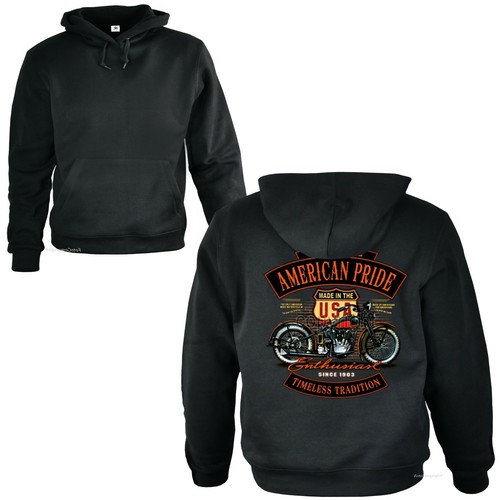 SACAI Felpa biker con cappuccio motivo moto american vintage garage *4260 nero