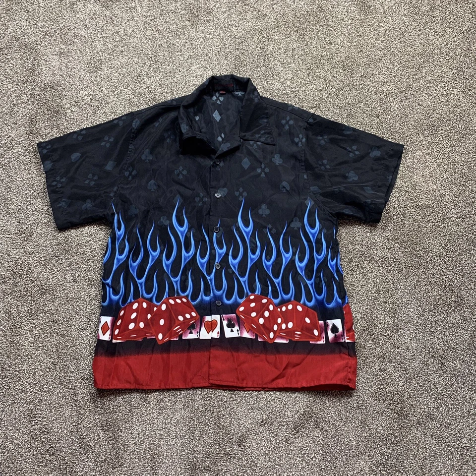 big brother youth boys XXL short sleeve button up collared shirt poker dice - Image 1 of 4