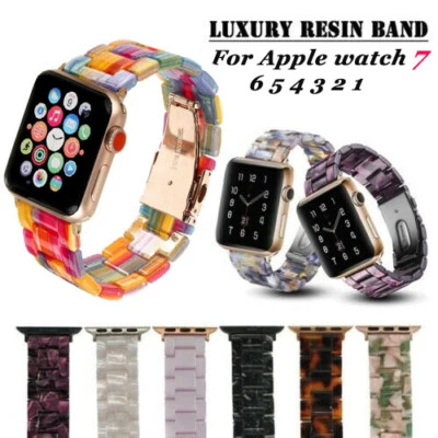 Resin Watch Band Wrist Strap Bracelet For Apple Watch Series 9 8 7 6 5 4 3 2 SE - Image 1 of 4