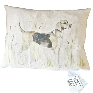 BNWT Voyage Maison HUNTING HOUND Linen Print Cushion DUCK FEATHER INNER -GT38 - Picture 1 of 8