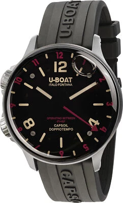U-Boat 8839/A Capsoil Doppiotempo SS Red Rehaut black Rubber Men's Watch NEW - image 1 of 4