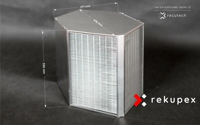 RECUTECH CounterFlow heat recovery ventilation air exchanger 800 m3, recuperator eff. 96%