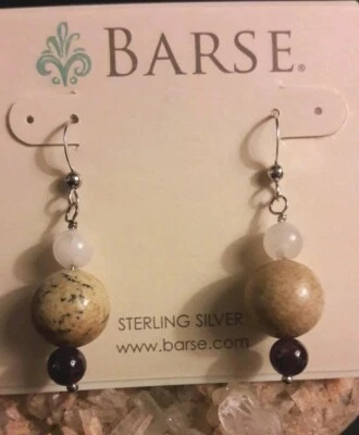 Pendientes colgantes Studio Barse Jaspe Amatista Piedra Lunar 1,75"  Foto 1 de 4