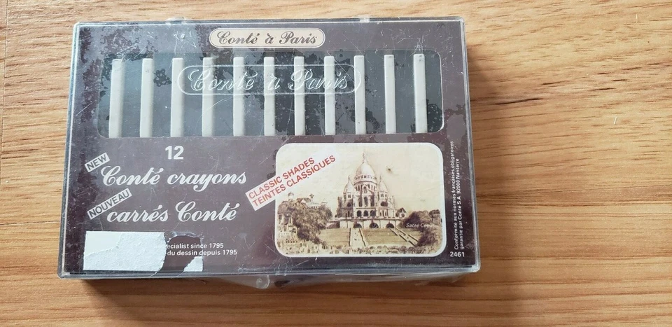 NOVO 12 peças lápis de cor pastel preto Conte A Paris selado em caixa de plástico FRETE GRÁTIS - Imagem 1 de 1