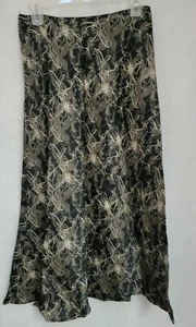 Valerie Stevens Womens Skirt Size 12 Black Beige Floral Linen Silk - Picture 1 of 12