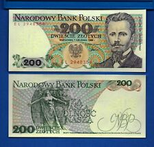 Poland 200 Zlotych Years 1988 Uncirculated World Paper Money Currency Banknote