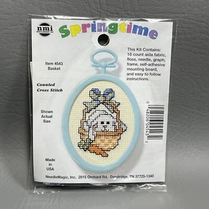Gezählter Kreuzstich Kit 4543 Korb Frühling NMI NOS ovaler Rahmen Hase Kaninchen - Bild 1 von 8