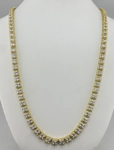 925 57.6g Gold Plated Sterling Silver 26” 6mm CZ Tennis Necklace Lovely!!! - Picture 1 of 4