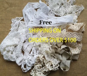 More Than 20 Yards Eyelet Cotton Blend Lace Trim Bulk Lot Sewing Crafting - Picture 1 of 4