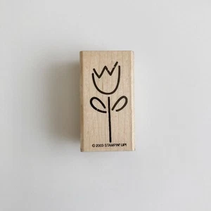 Stampin Up Tulip Flower Outline Wood Rubber Stamp - Picture 1 of 2