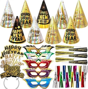 New Years Eve Party Supplies for 25 Guests 2025 Gold Silver Happy New Year Party - Picture 1 of 9