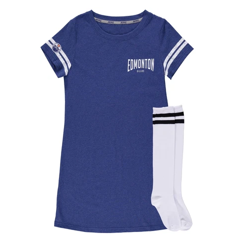 Women's Edmonton Oilers NHL Hockey Night Gown & Knee High Socks 2 Piece Set Cover