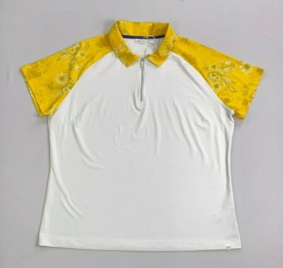 Women's Lady Hagen HydroDri Floral Toile 1/4 Zip Short Sleeve Print Polo Shirt  - Image 1 of 2