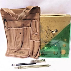USAF TYPE MA-1 NAVIGATION BRIEFCASE & C-Thru 8” Adjustable Drawing Triangle LOT - Picture 1 of 5