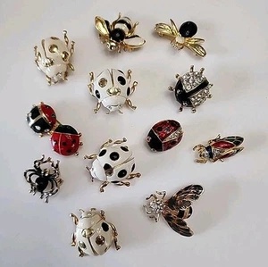Lot of 12 Enamel - LADYBUG BEETLE BUG Insect Spider Bee Cicada Brooch Pins (LP) - Imagen 1 de 5