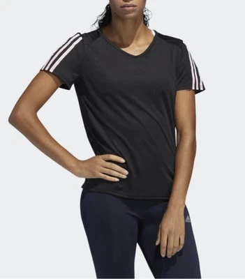 Para Mujer Adidas Climalite Correr Clásico 3 Rayas Jersey Malla Camisa Negra Talla M Foto 1 de 4