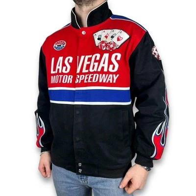 Vtg Motor Speedway Poker Themed Aces Embroidered Racing Jacket Medium (JKT637) - Image 1 of 4