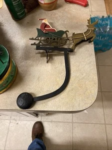 Large Rocking Santa Claus On His Sleigh Pendulum Decoration Rare Find Vintage - Picture 1 of 6
