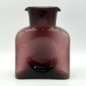 Vintage Blenko Glas Doppel Ausguss Wasserflasche lila Amethyst gestempelt 2008 Aufkleber - Bild 1 von 12