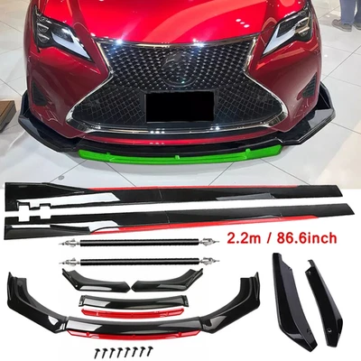 For Lexus RX350 RX Front Bumper Lip Spoiler Splitter Side Skirt Glossy Black Foto 1 de 4