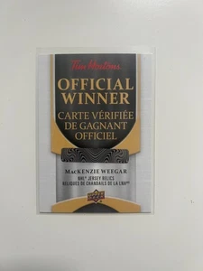 2025/26 UPPER DECK TIME HORTONS MacKENZIE WEEGAR NHL JERSEY RELICS REDEMPTION - Picture 1 of 2