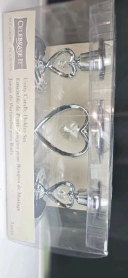 Подсвечники из 3 предметов Tapers & Unity с подвесными сердечками посеребренные - Изображение 1 из 4