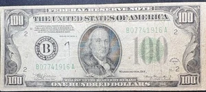 1934A $100 Fed Res Note NY FRN – Green Seal–Old Large Portrait Benjamin Franklin - Picture 1 of 2