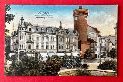 AK COTTBUS um 1914 Kaiser Wilhelm Platz mit Spremberger Turm    ( 163652 - Bild 1 von 2