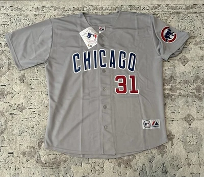Majestic Auténtico Chicago Cubs Greg Maddux #31 Gris Camiseta de Béisbol Para Hombre Talla XL Foto 1 de 4