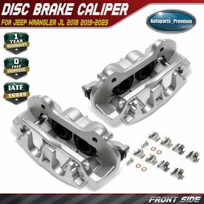 2x Front Left & Right Brake Caliper with Bracket for Jeep Wrangler JL 2018-2023 - Image 1 of 4