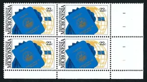 MICRONESIA, SCOTT # 53, PLATE BLOCK OF FIRST PASSPORT, TRAVELLING DOCUMENT, MNH - Picture 1 of 1