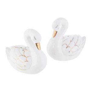 Juego de sal y pimienta de cisne de porcelana - Imagen 1 de 3