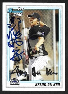 2010 BOWMAN BP 52  Sheng-an Kuo  COLORADO ROCKIES  SIGNED AUTOGRAPH AUTO COA