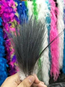 100 Pcs Natural Great Black Feathers Silk 2-8inch/5-20cm for Jewelry Carnival - Picture 1 of 8