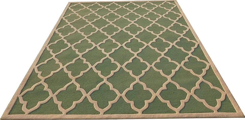 Alfombra y alfombra acolchada a mano súper suave verde beige para sala de estar dormitorio alfombras Foto 1 de 4