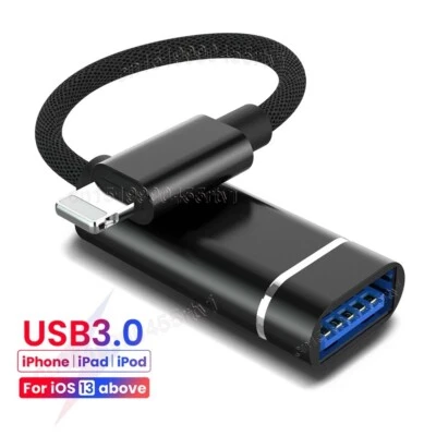 🇬🇧 8-Pin to USB 3.0 OTG Adapter For iPhone 14 13 12 11 Pro Max Xs XR 7 8 iPad - Image 1 of 4