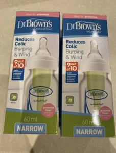 Dr Browns 60ml Anti-Colic Preemie Narrow Bottles Pack of 2 NEW - Picture 1 of 4