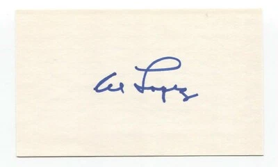 Al Lopez Signed 3x5 Index Card Baseball Hall of Fame Autographed HOF - Image 1 of 2