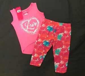 NWT Girls Pink Infant Girls Two Piece Tank Top Leggings Set SZ 12M Free Shipping - Picture 1 of 7