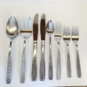 8pc International Stainless Serenata Knife Ice Tea Serving Spoon Forks Mixd Lot - Picture 1 of 11