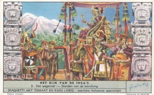 Liebig 6 cards V/G:  S1591 The Empire of the Incas (Flemish) (1954)