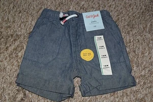 7R NWT 18M CAT & JACK Blue Woven Pull On Shorts w/Elastic Drawstring Waist - Picture 1 of 3