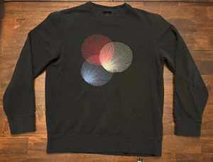 H&M Men’s Red White & Blue Firework Burst Logo Black Long Sleeve Sweatshirt M - Picture 1 of 5