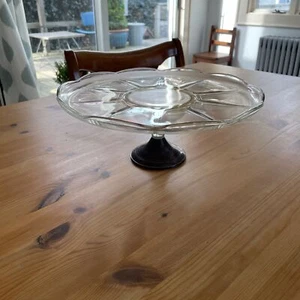 11,5 Zoll Vintage Duchin Creation Sterling Sockel Basis Jakobsmuschel Glas Kuchen Teller - Bild 1 von 7