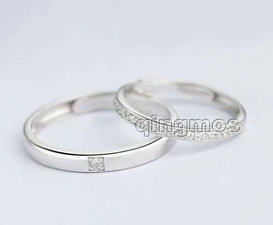 Amantes Regalo Un Par Amantes Cristal Plata 925 Apertura Pareja Ajustable Anillo-32 - Imagen 1 de 7