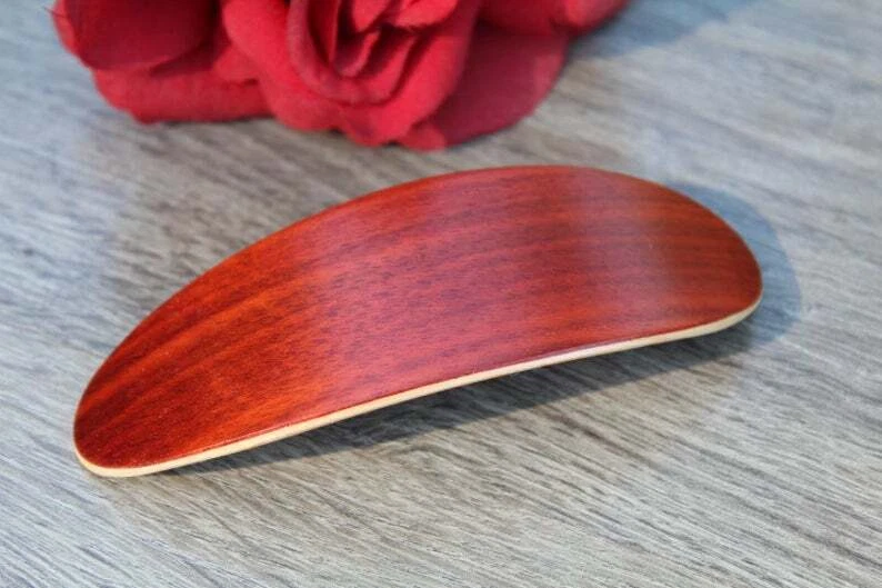 Pinza de pelo pasador francés madera roja mujer boda hecha a mano en EE. UU. Foto 1 de 4